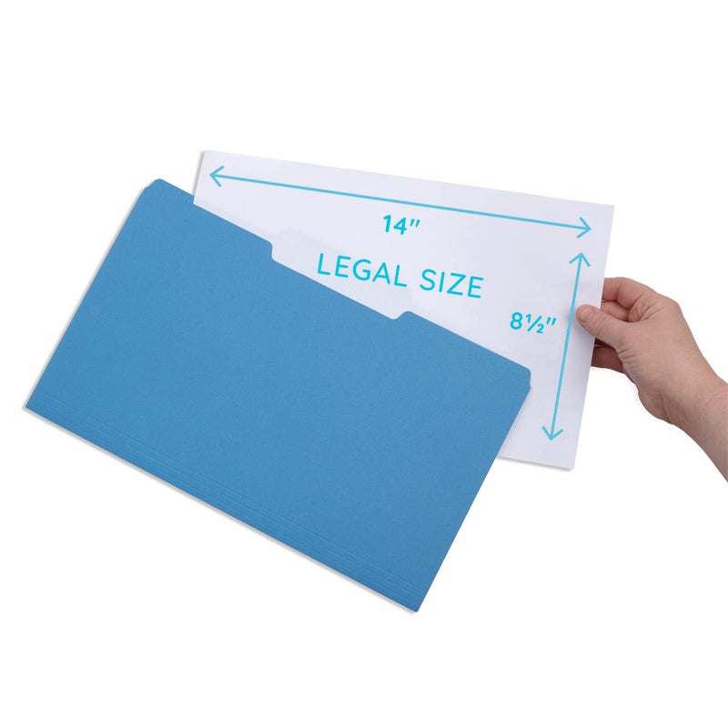 Blue Summit Supplies Blue Legal File Folders, Legal Size, 1/3 Cut Tab, Great for Organizing and Easy File Storage, File Folders 100 Count - Image 2